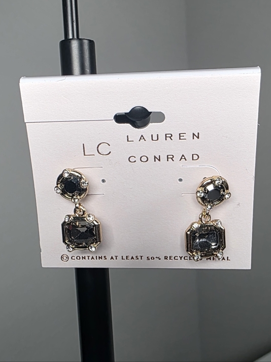 LC Lauren Conrad Jewelry - LC Lauren Conrad Black Crystal Drop Earrings